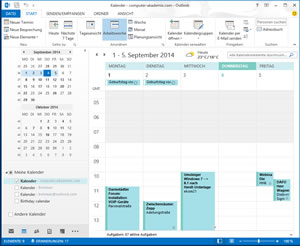 Microsoft Outlook 2013, Screenshot des Kalenders