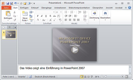 Demo-Video zu PowerPoint 2007