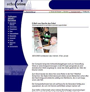 Artikel aus dem Darmstädgter Echo aus 2004 über Computerkurse für Senioren